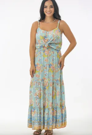 Tulum Maxi Skirt- Aqua Blooms