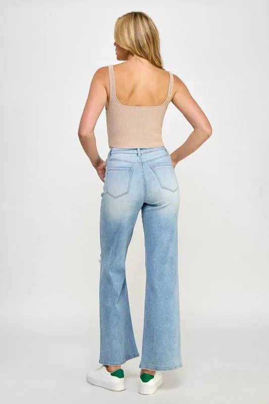 Vintage Chic High Waisted Wide Leg Jeans