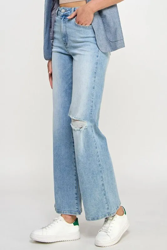 Vintage Chic High Waisted Wide Leg Jeans
