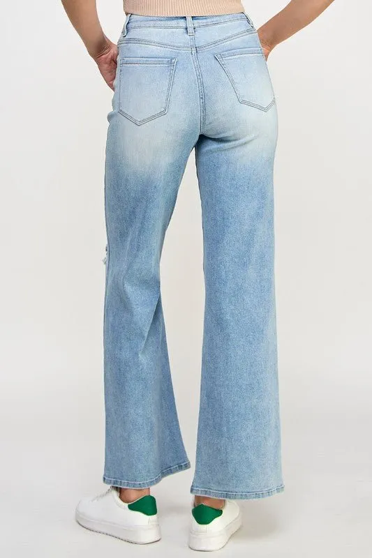 Vintage Chic High Waisted Wide Leg Jeans