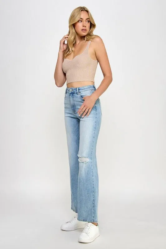 Vintage Chic High Waisted Wide Leg Jeans