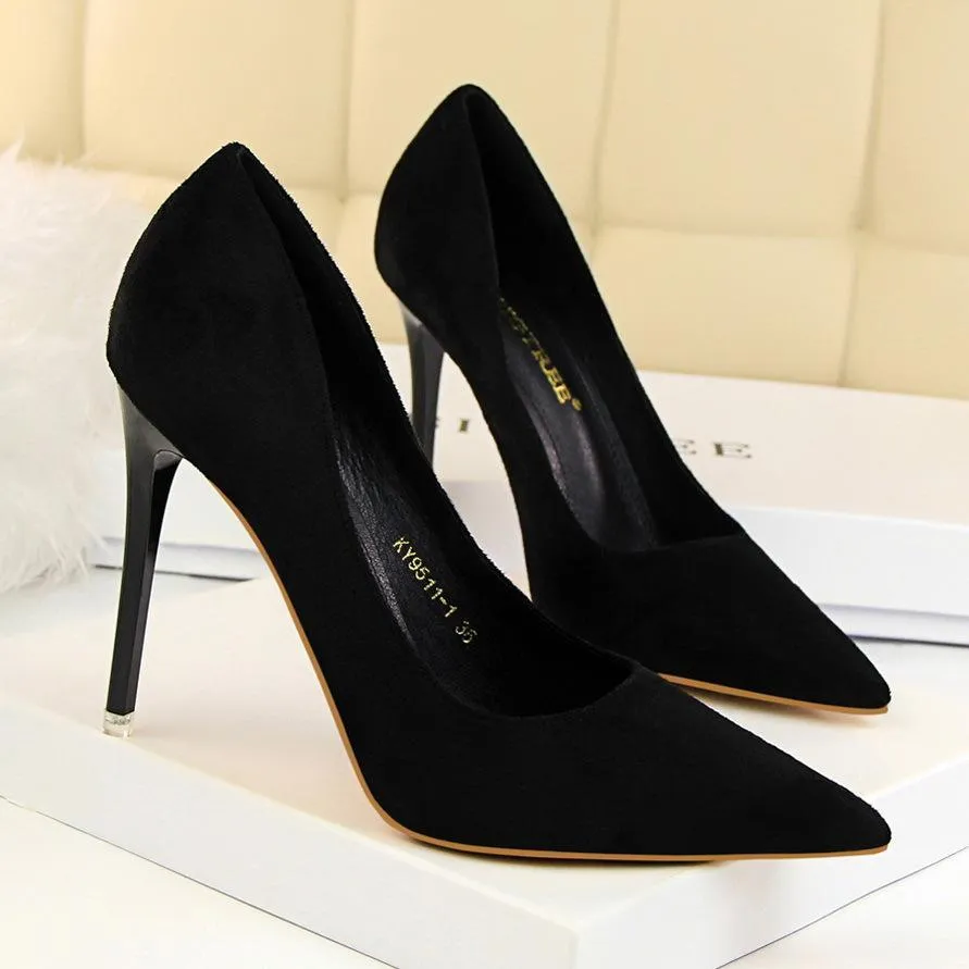 Women suede 4 inch heels stilettos high heel prom heels