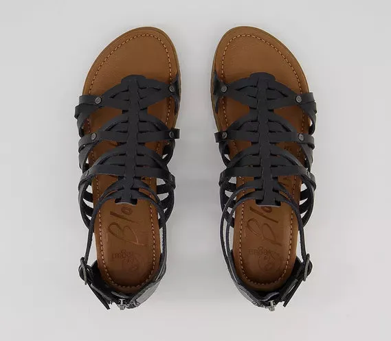 Womens Blowfish Malibu Bloomy Weave Sandal Black Dyecut
