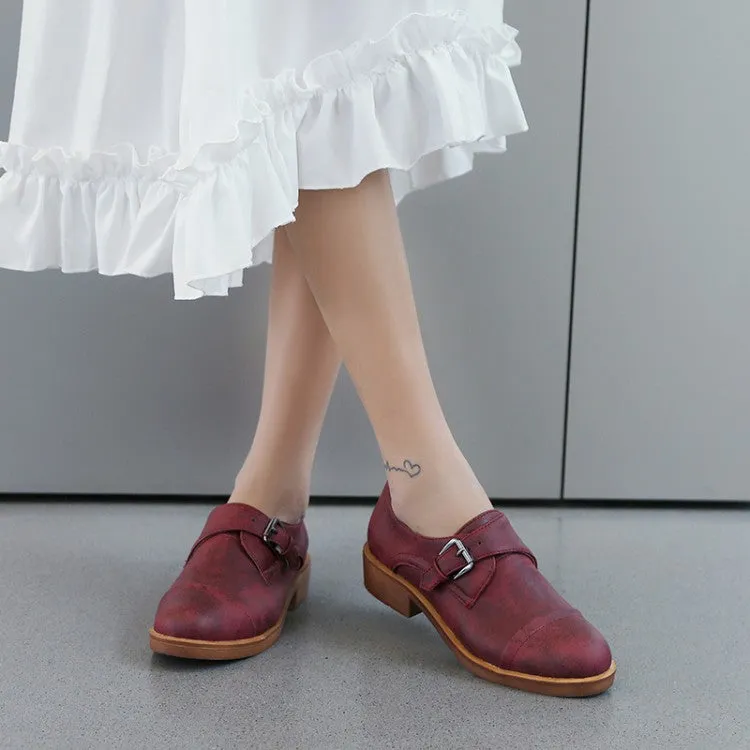 Women's Buckle Belt Low Heels Shoes