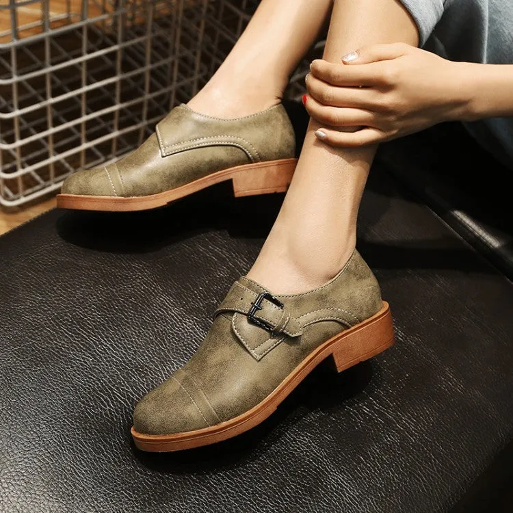 Women's Buckle Belt Low Heels Shoes
