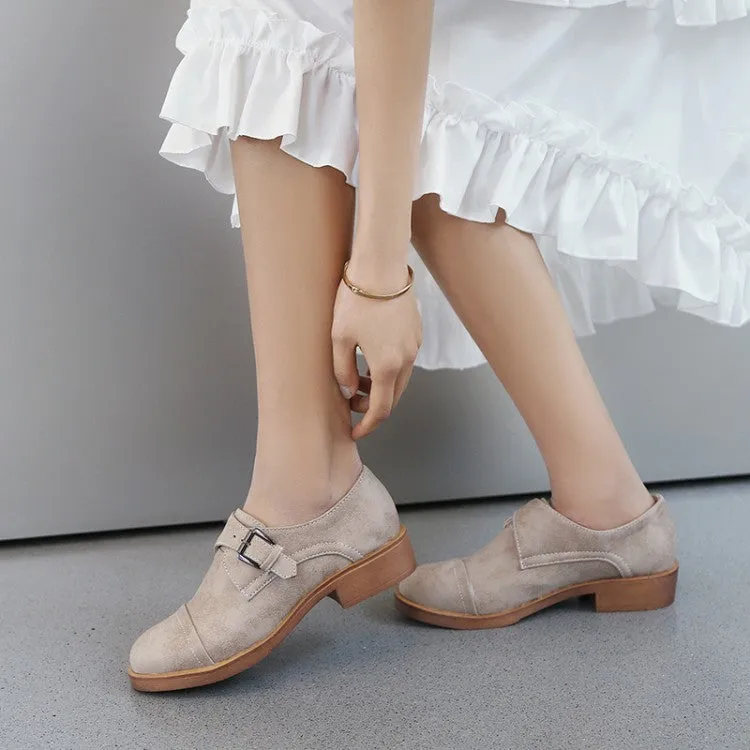 Women's Buckle Belt Low Heels Shoes