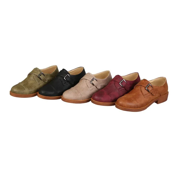 Women's Buckle Belt Low Heels Shoes