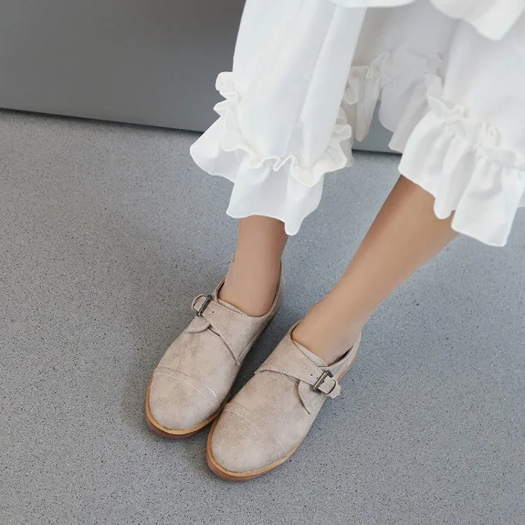 Women's Buckle Belt Low Heels Shoes