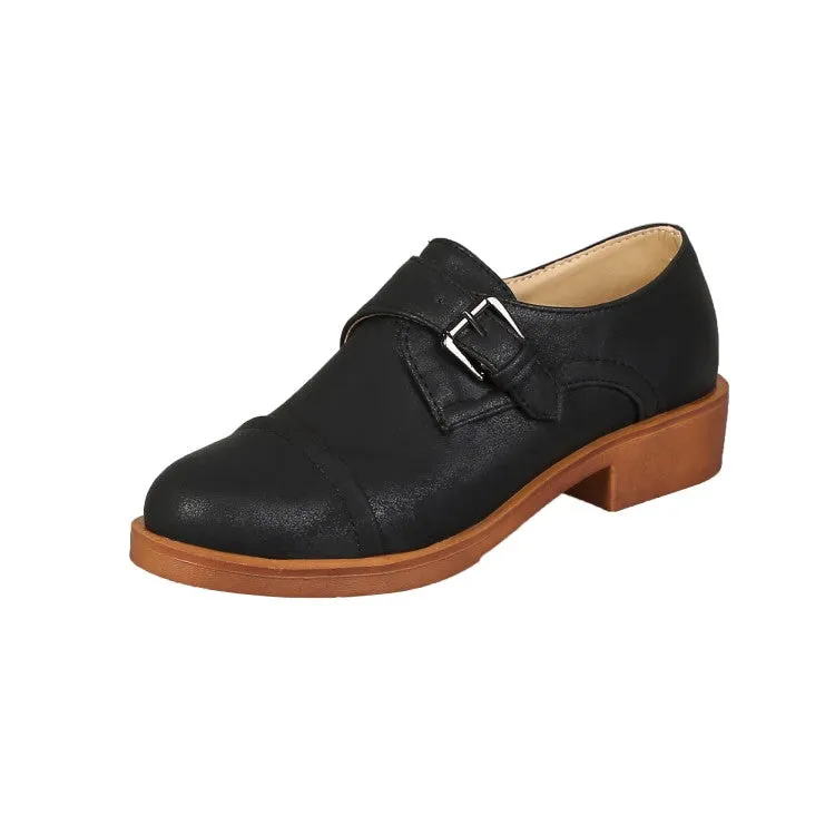 Women's Buckle Belt Low Heels Shoes