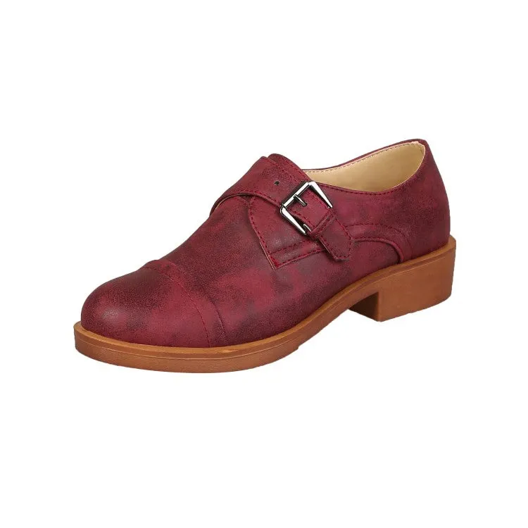 Women's Buckle Belt Low Heels Shoes