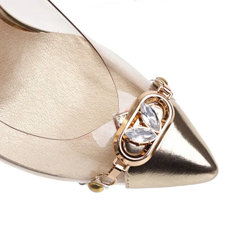 Women's Rhinestone Pointed Toe High Heel Pumps