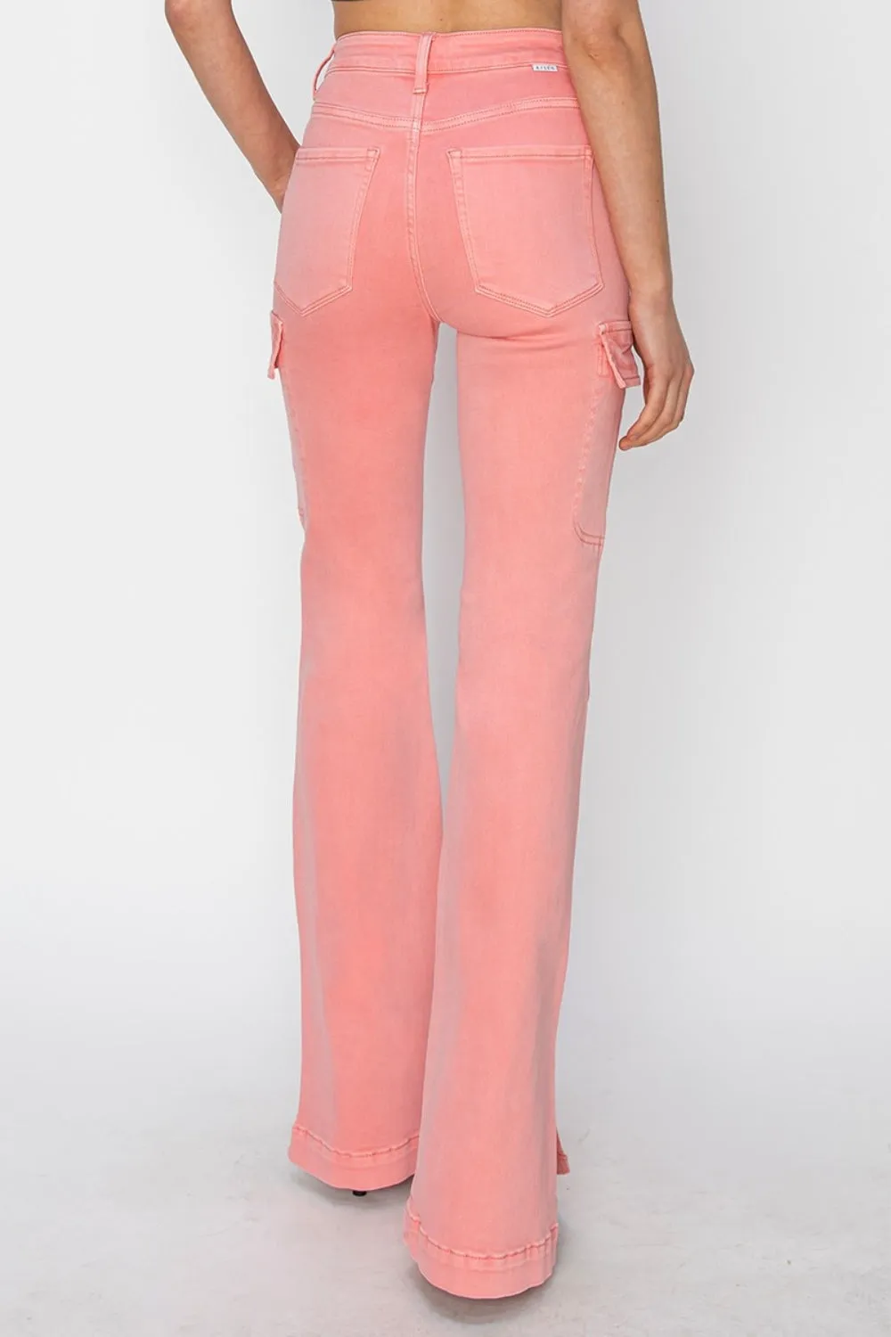 Womens RISEN Full Size High Rise Side Slit Cargo Bootcut Jeans (0(24)-3XL)